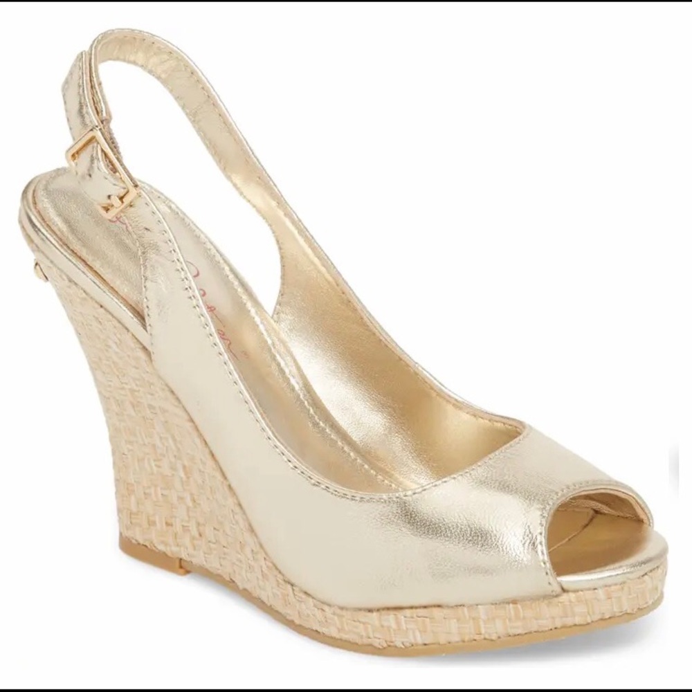Lilly Pulitzer Kristin Slingback Leather Wedges